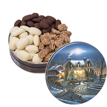 ALL TIME FAVORITE PECANS AND CANDIES IN A CHRISTMAS TIN ALL SIZES